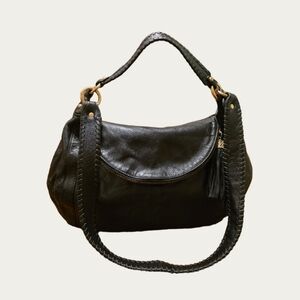Onna Ehrlich Rachel Black Pebbled Leather Shoulder Bag